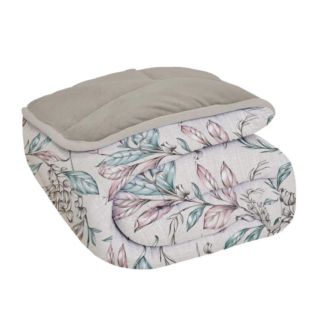 Edredom Casal Comfort Plush Dupla Face - Joly Taupe