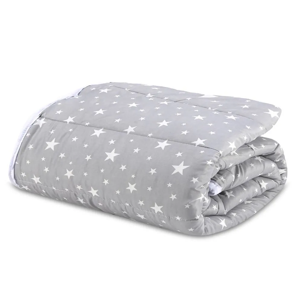Edredom Casal Microfibra 100% Poliéster Kids Solecasa - Estrelas Cinza