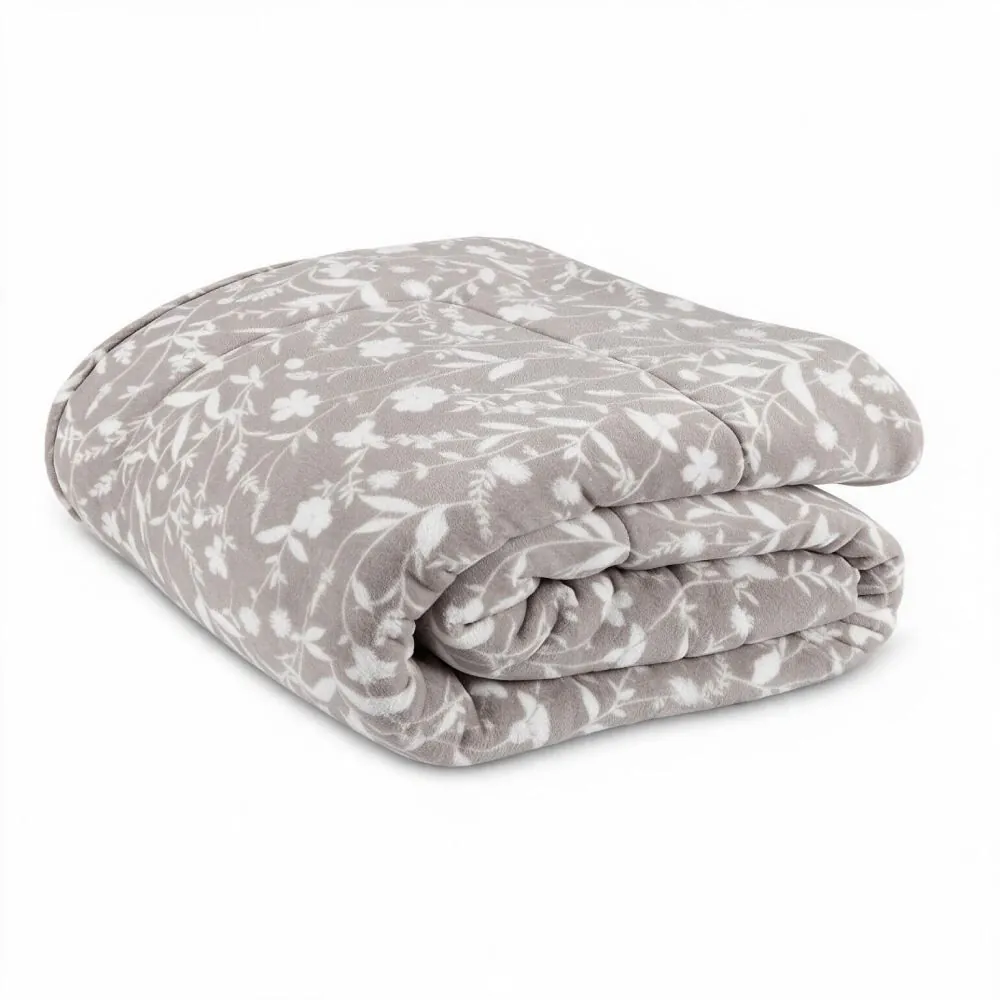 Edredom Casal Provence Estampado - Yasmin Floral Cinza