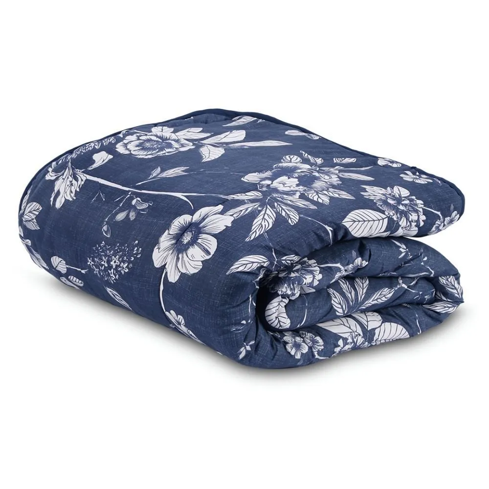 Edredom Solteiro Estampado Bellagio - Cecilia Floral Azul
