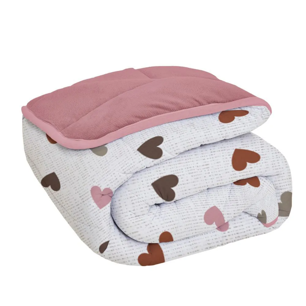 Edredom Solteiro Mônaco Plush Dupla Face - Eloá Taupe