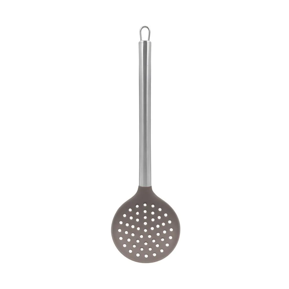 Escumadeira de Silicone 34Cm Cabo Inox - Cinza