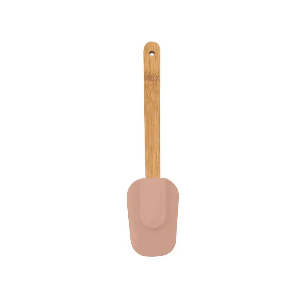 Espátula de Silicone com Cabo de Bambu 29Cm - Marrom Rosado