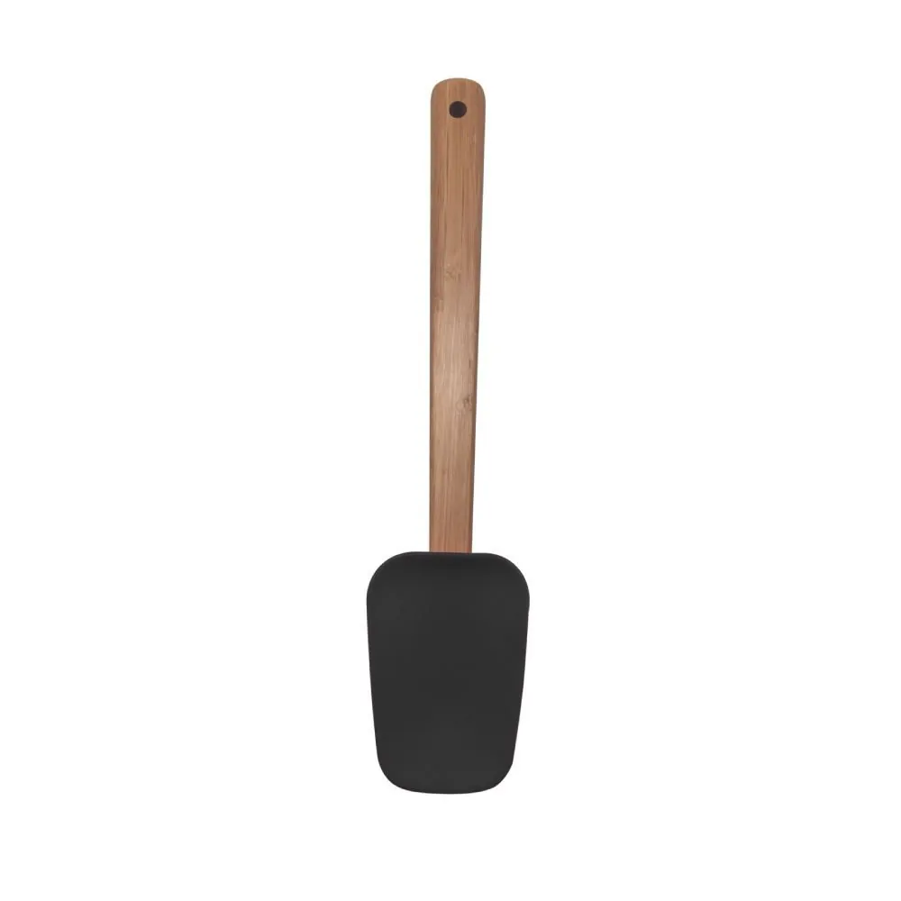 Espátula de Silicone com Cabo de Bambu 29Cm - Preto
