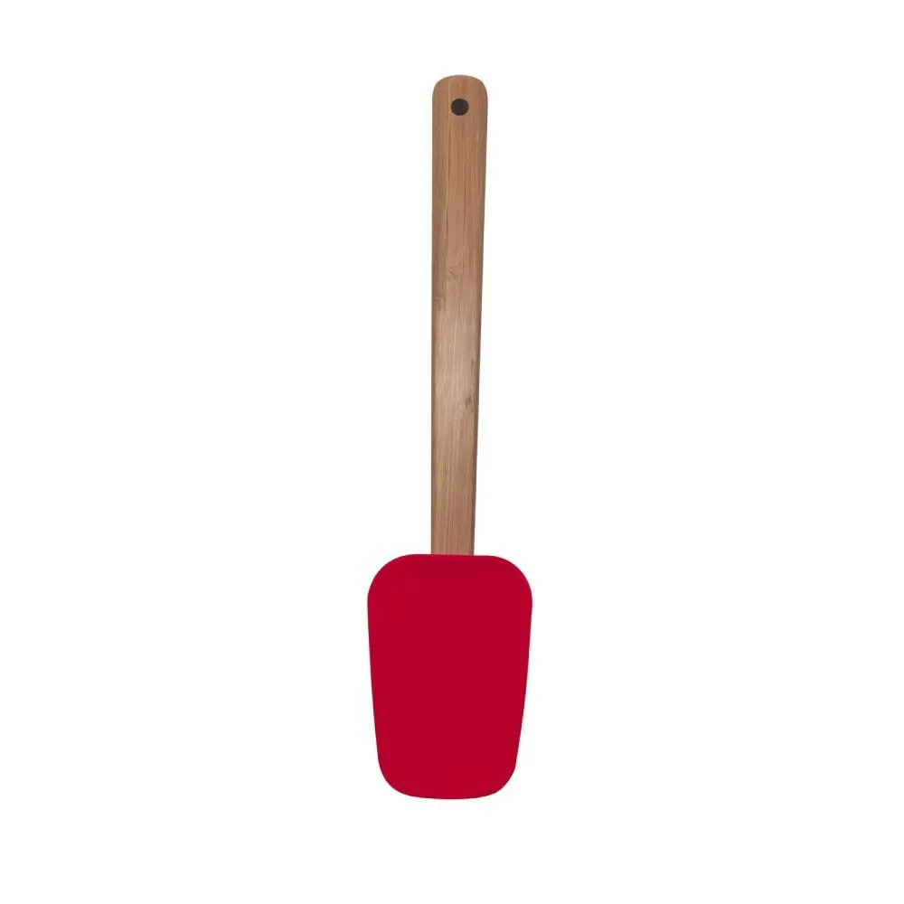 Espátula de Silicone com Cabo de Bambu 29Cm - Vermelho
