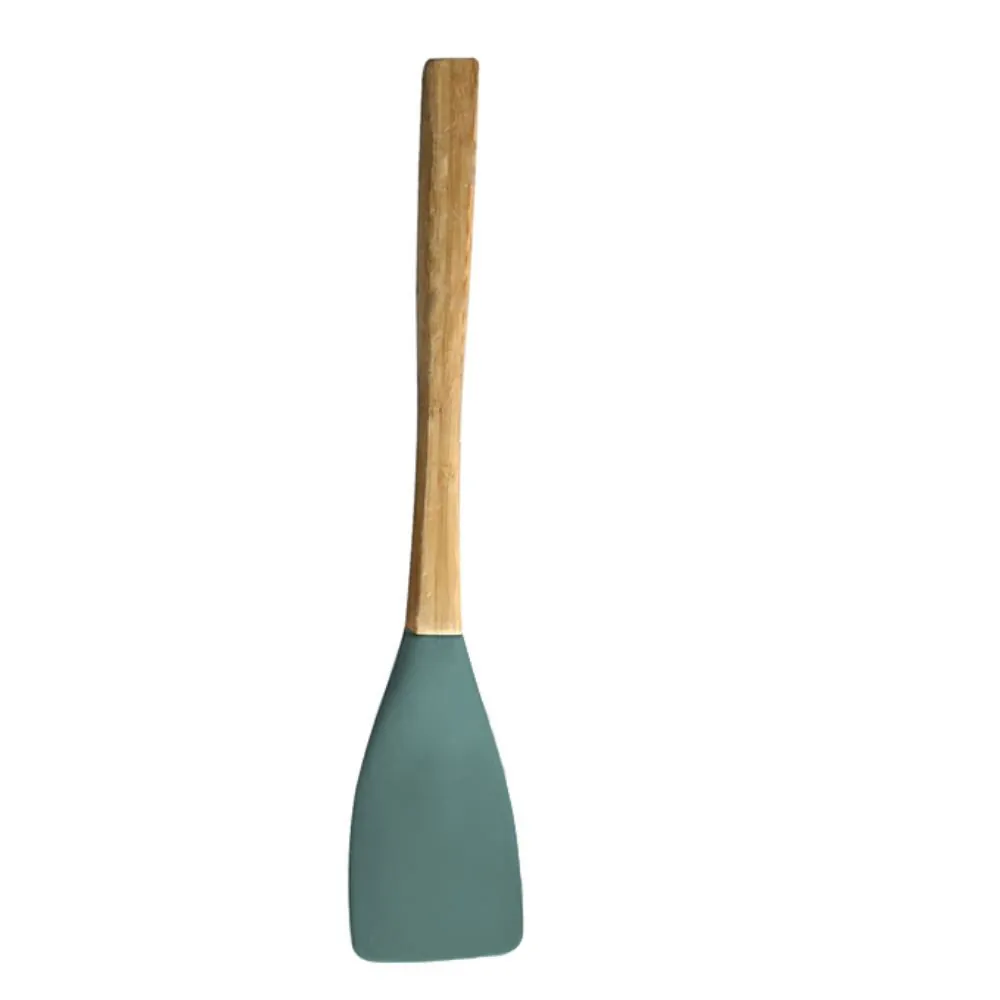 Espátula de Silicone com Cabo de Bambu - Verde