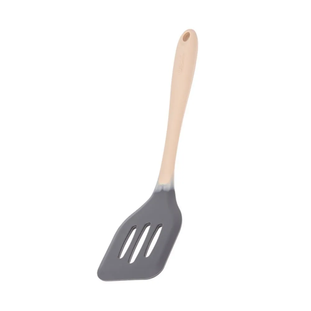 Espátula Vazada de Silicone Weck 29Cm Creme/Cinza