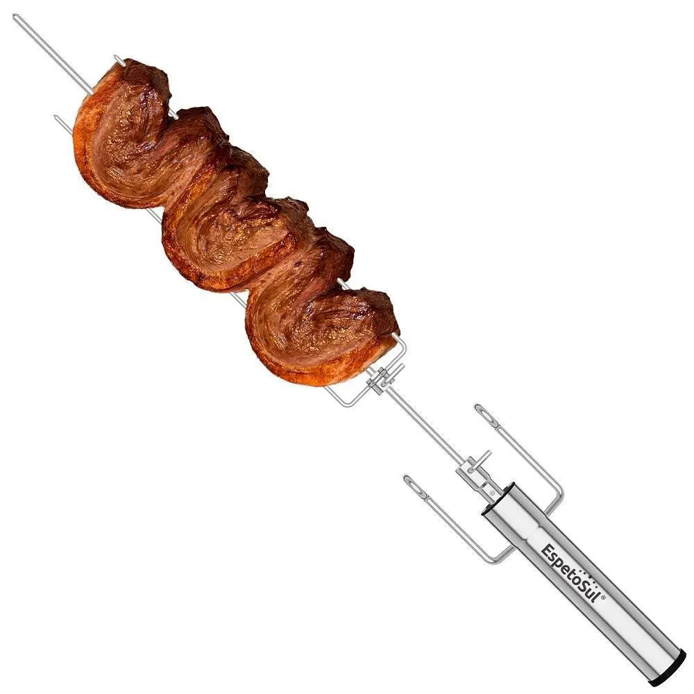 Espeto Giratório à Pilha com Garra EspetoSul - Prata