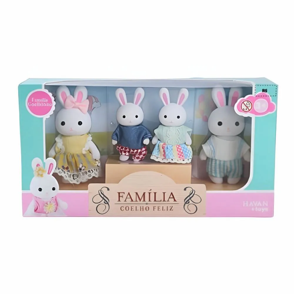 Família Coelho 4 Bonecos Toys - HBR0888