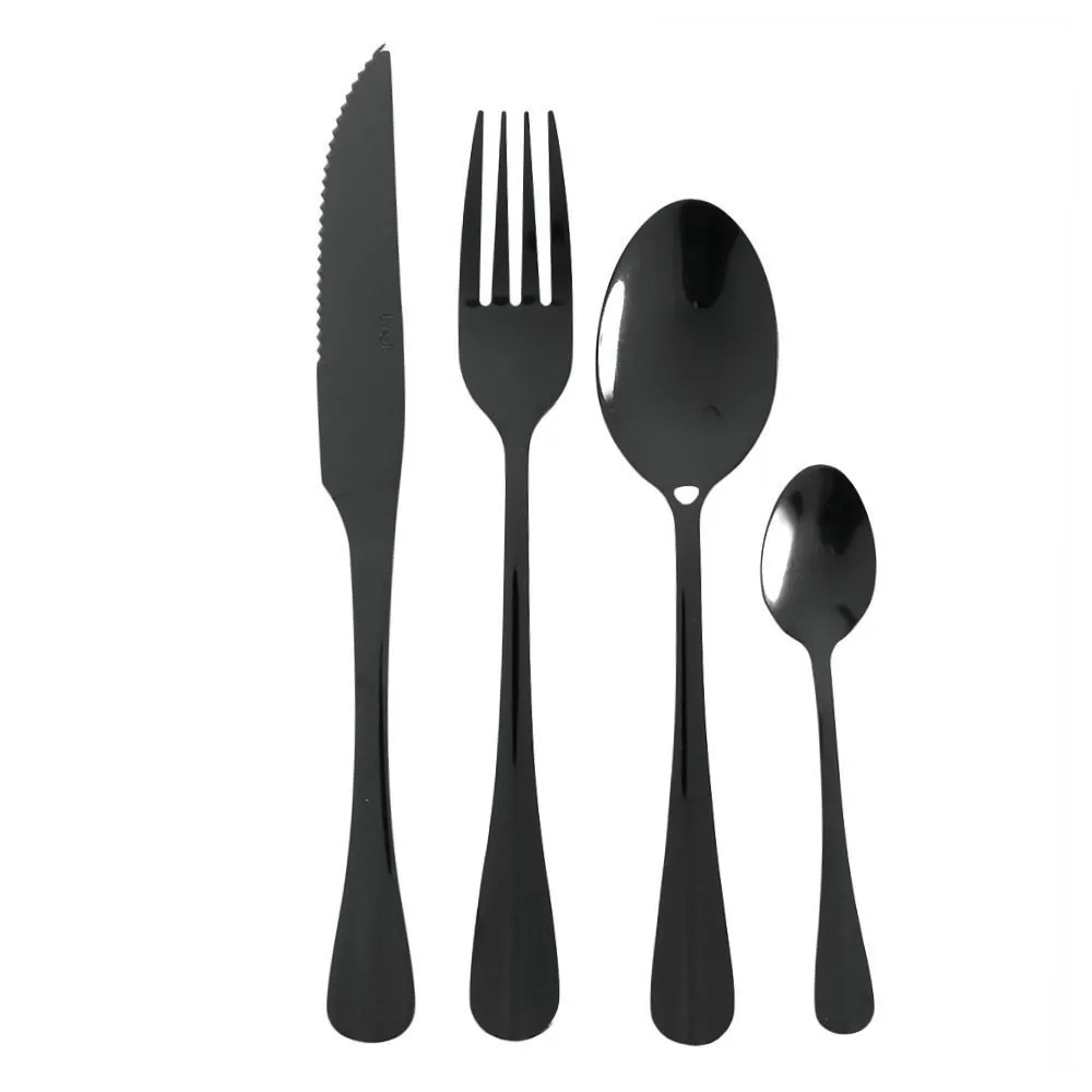Faqueiro Positano Inox Lyor 24 Peças - Preto