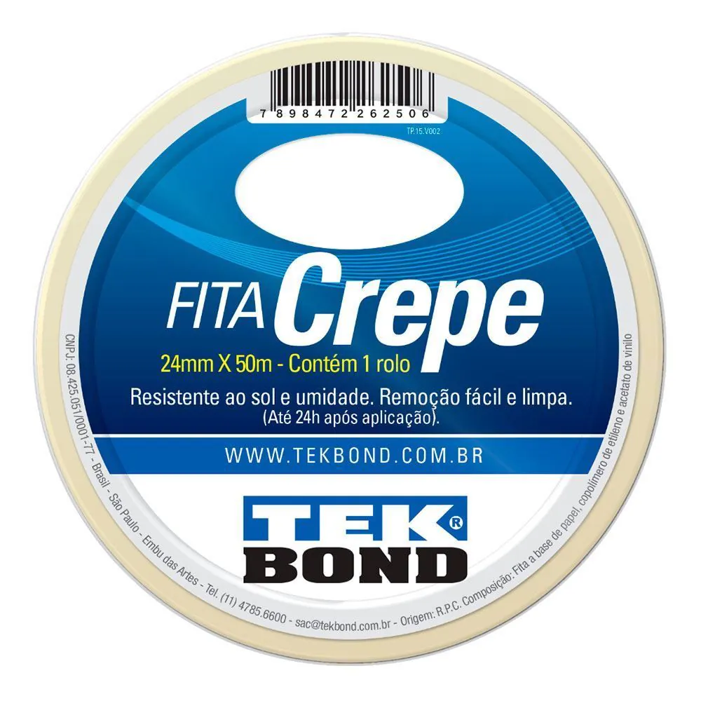 Fita Crepe 24mm X 50m Tekbond - 1 Rolo