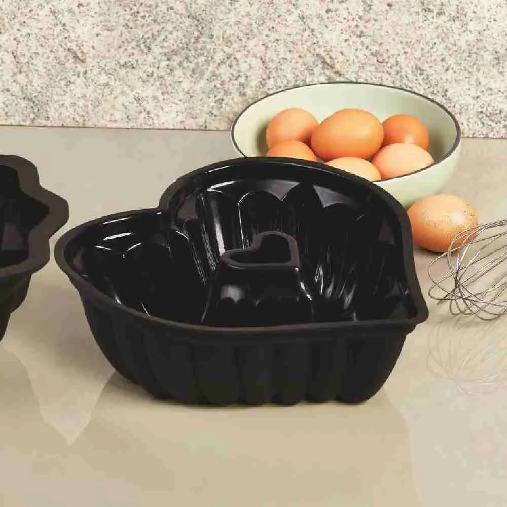 Forma de Silicone Coração Basic 27.5Cm - Preto