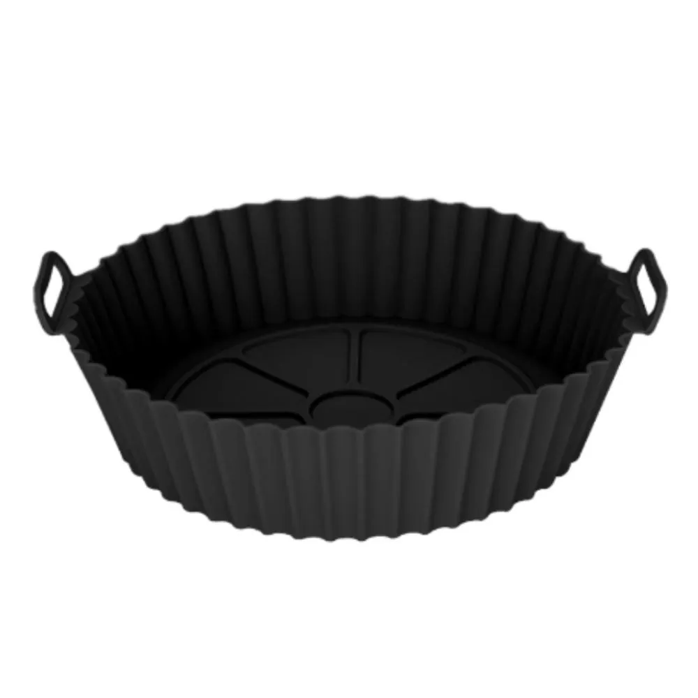 Forma para Air Fryer Redonda de Silicone 19Cm - Preto