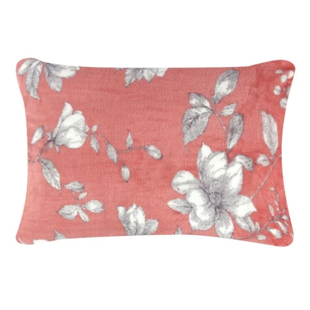 Fronha Avulsa Plush Estampada 50Cmx70cm - Livia Floral Rosa