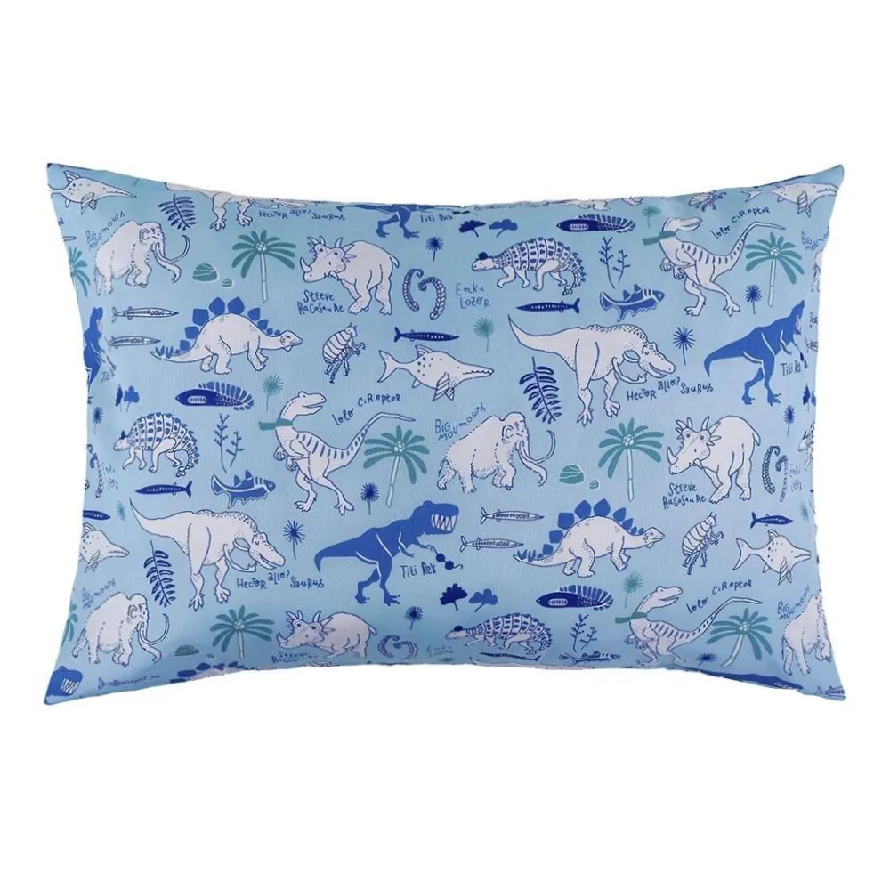 Fronha Avulsa Infantil Microfibra Kids 1 Pç - Dino Happy Azul Claro