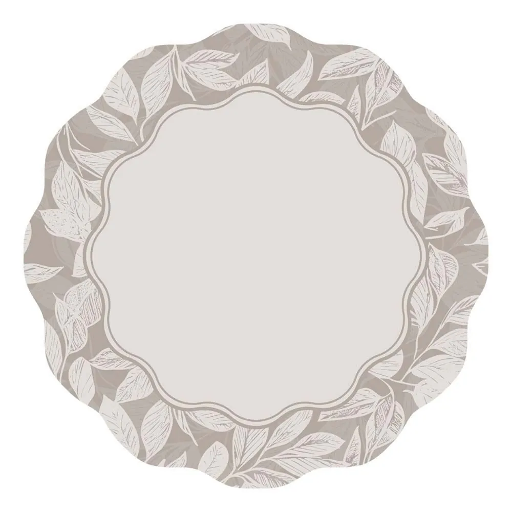 Fundo de Prato Viena 40 cm - Folhas Cinza