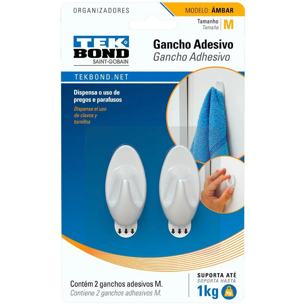 Gancho Âmbar de Plástico M Tekbond - Branco