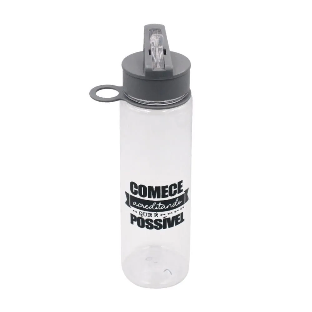 Garrafa de Água Estampada 700Ml - Cinza