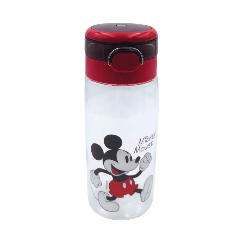 Garrafa de Água Plástico 600 ml Mickey Disney - Transparente e Vermelho