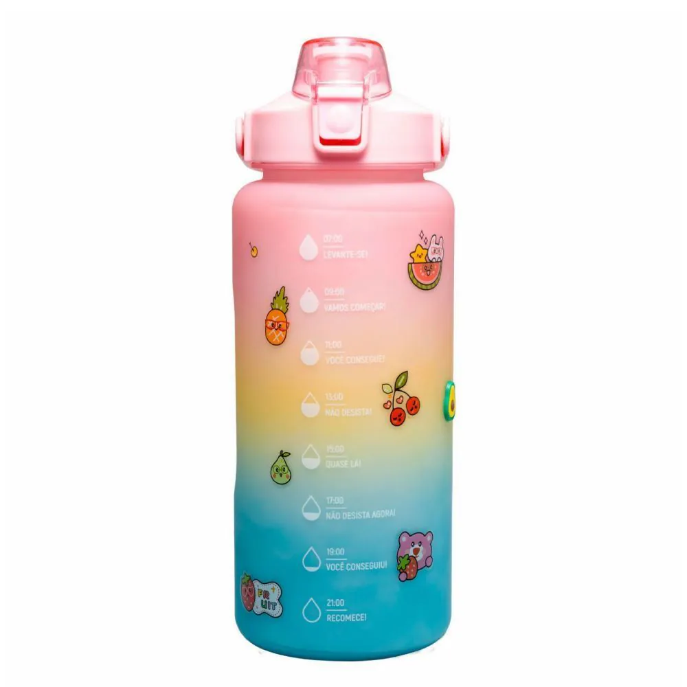 Garrafa Squeeze 2L com Marcadores e Adesivos Lyor - Amarelo