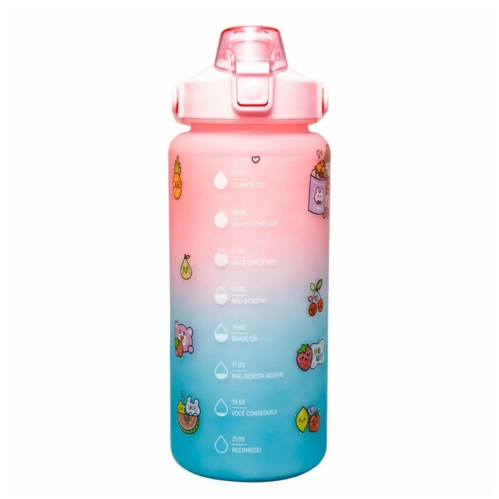 Garrafa Squeeze 2L com Marcadores e Adesivos Lyor - Rosa e Azul