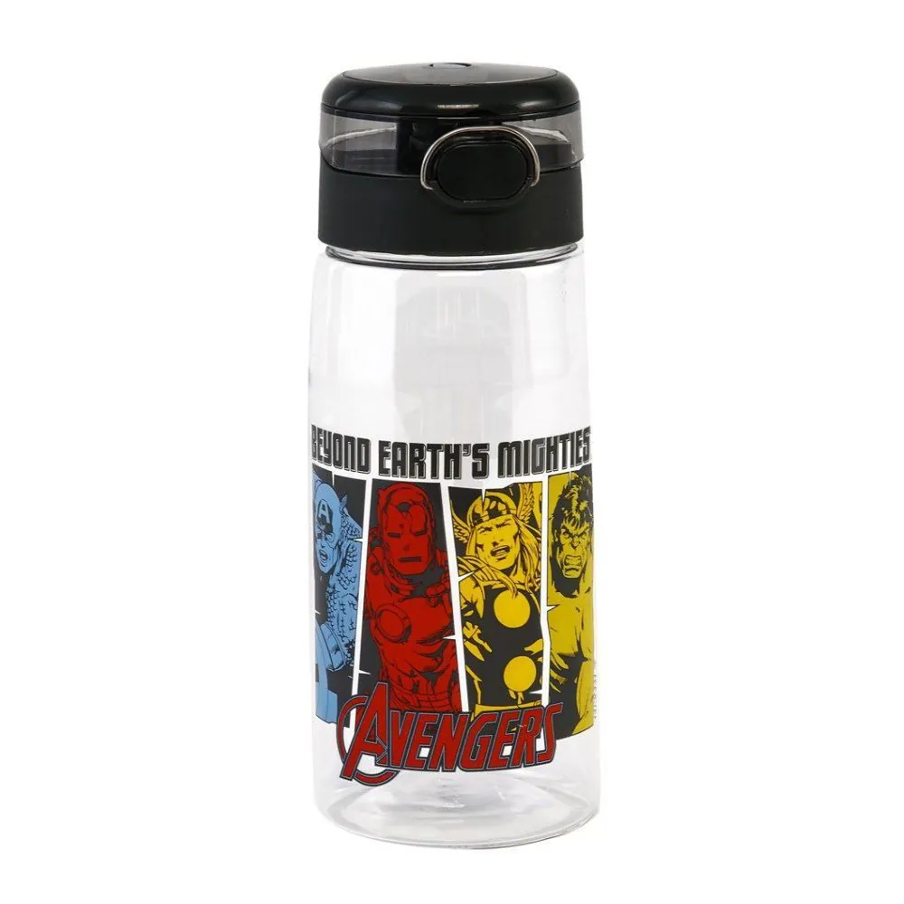 Garrafa Squeeze de Água de Plástico Personagens Marvel 600Ml - Super-Heróis
