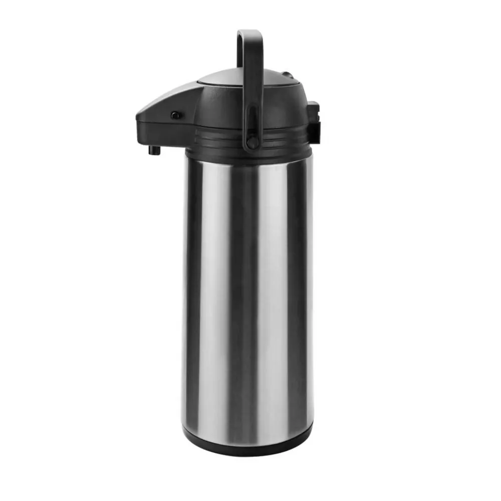 Garrafa Térmica de Pressão com Alça Inox 1,9 Litros - Preto e Inox
