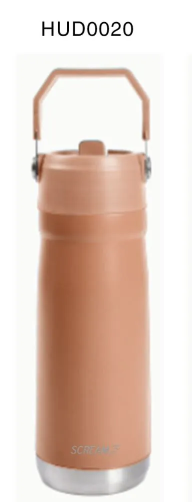 Garrafa Squeeze Térmica com Canudo 650Ml Scream - Laranja