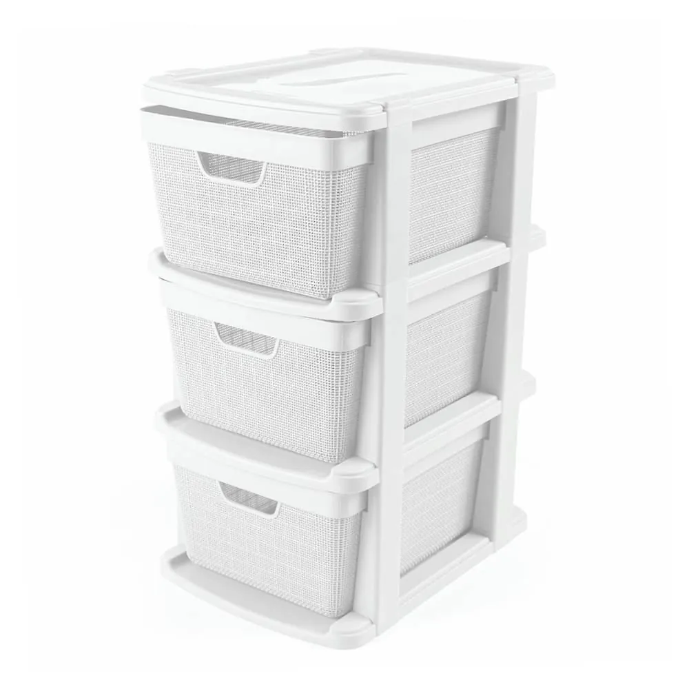 Gaveteiro de Chão Juta 3 Gavetas Jaguar 15 Litros - Branco