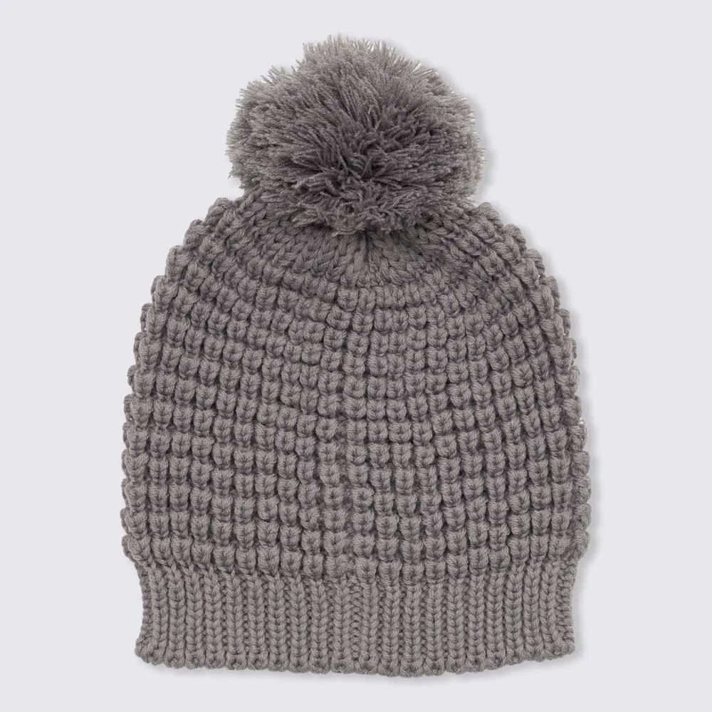 Gorro Tamanho Único com Pompom Patrícia Foster - Cinza Medio U
