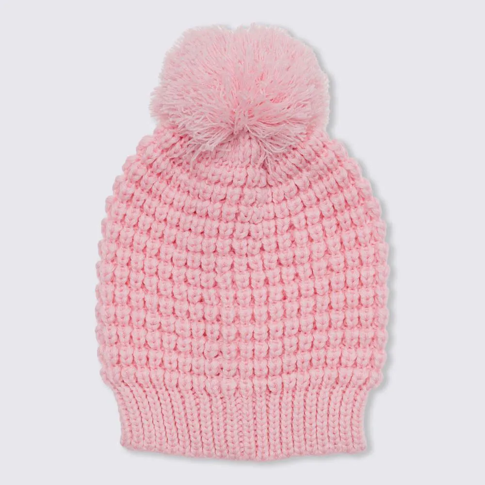 Gorro Tamanho Único com Pompom Patrícia Foster - Rosa Claro U