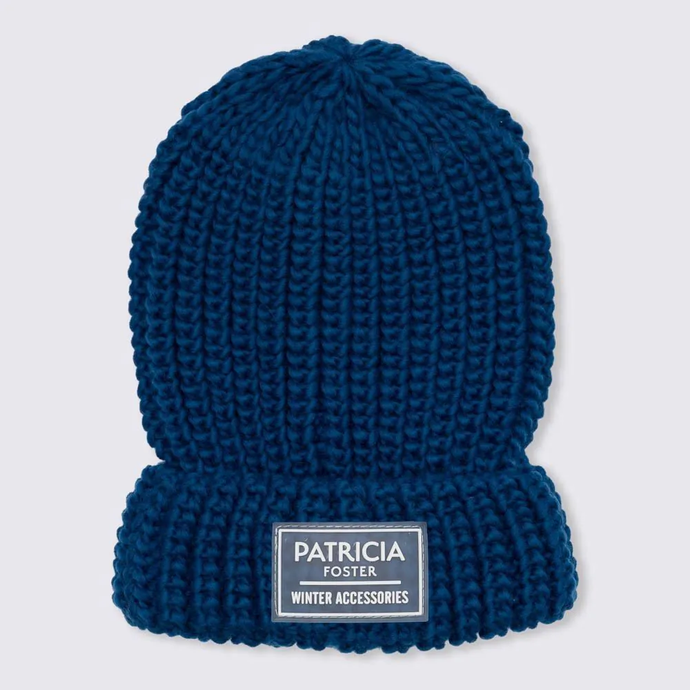 Gorro Tamanho Único Tricot Liso Patrícia Foster - Azul Jeans U