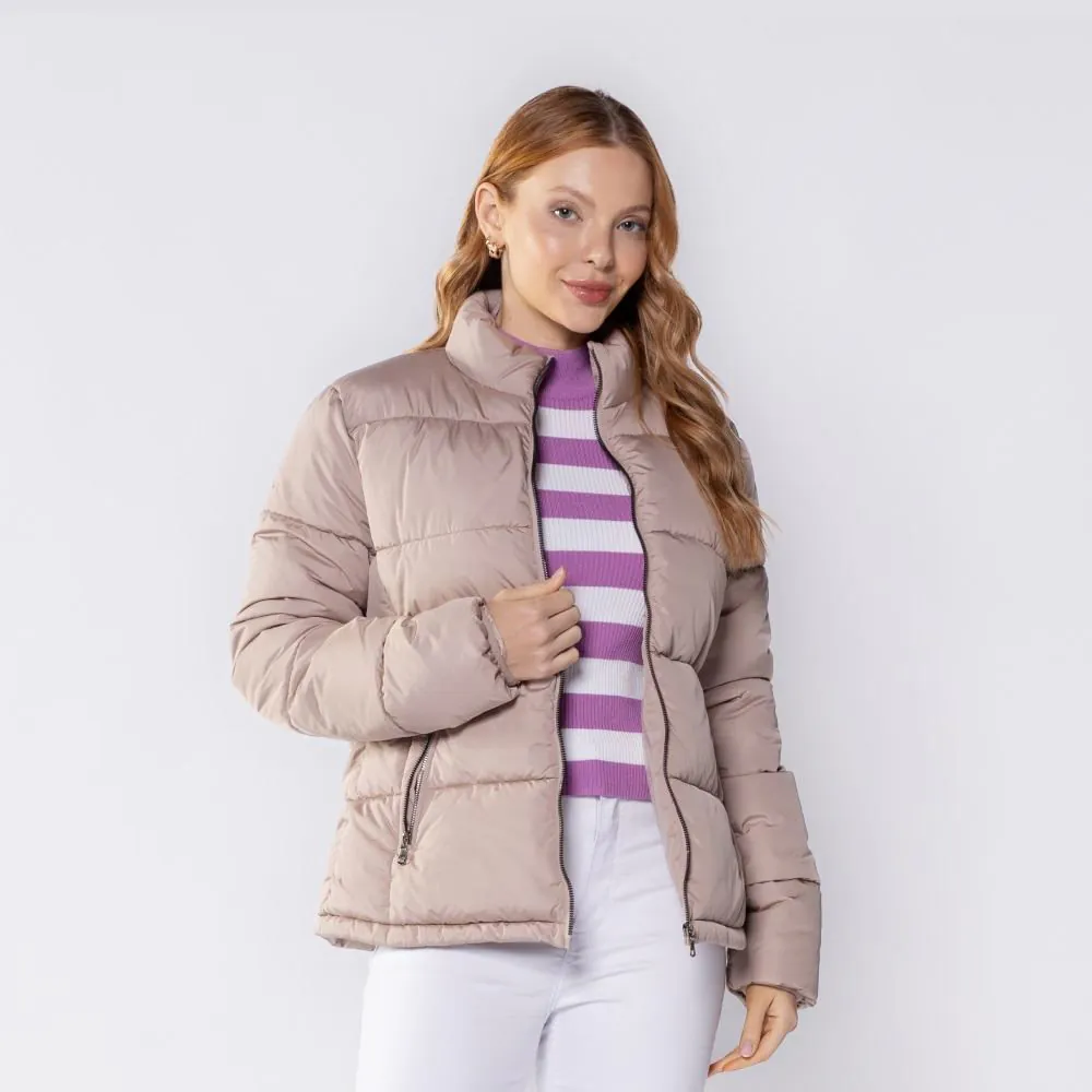 Jaqueta Feminina de Nylon com Forro de Veludo Patricia Foster Fendi