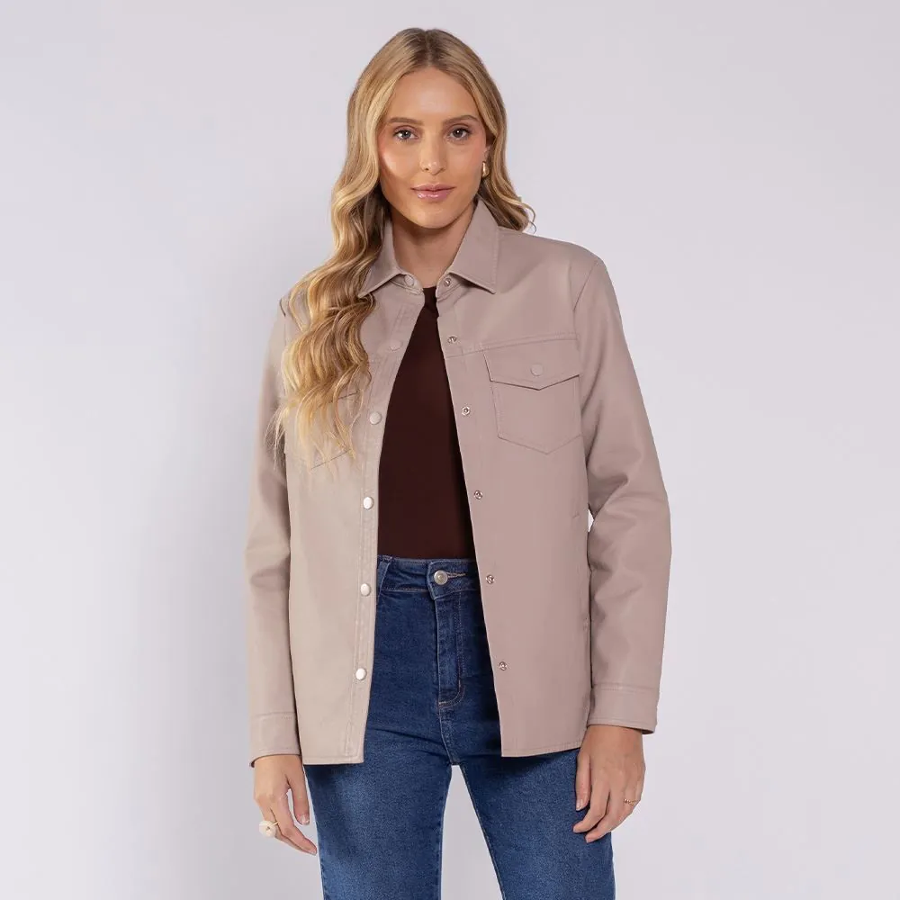 Jaqueta Feminina em PU Alongada Boby Blues Fendi