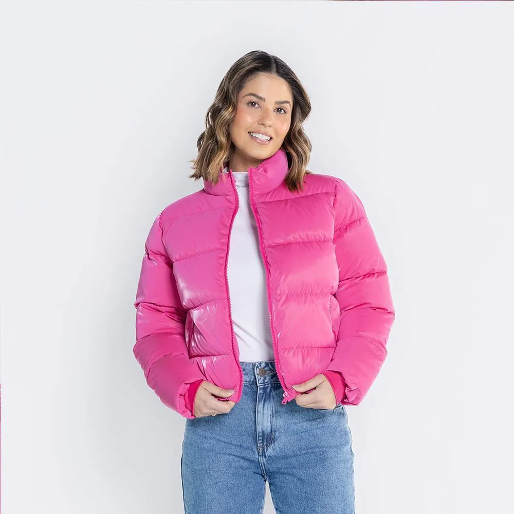 Jaqueta Feminina Puffer Glow com Forro Peluciado Boby Blues Hibisco
