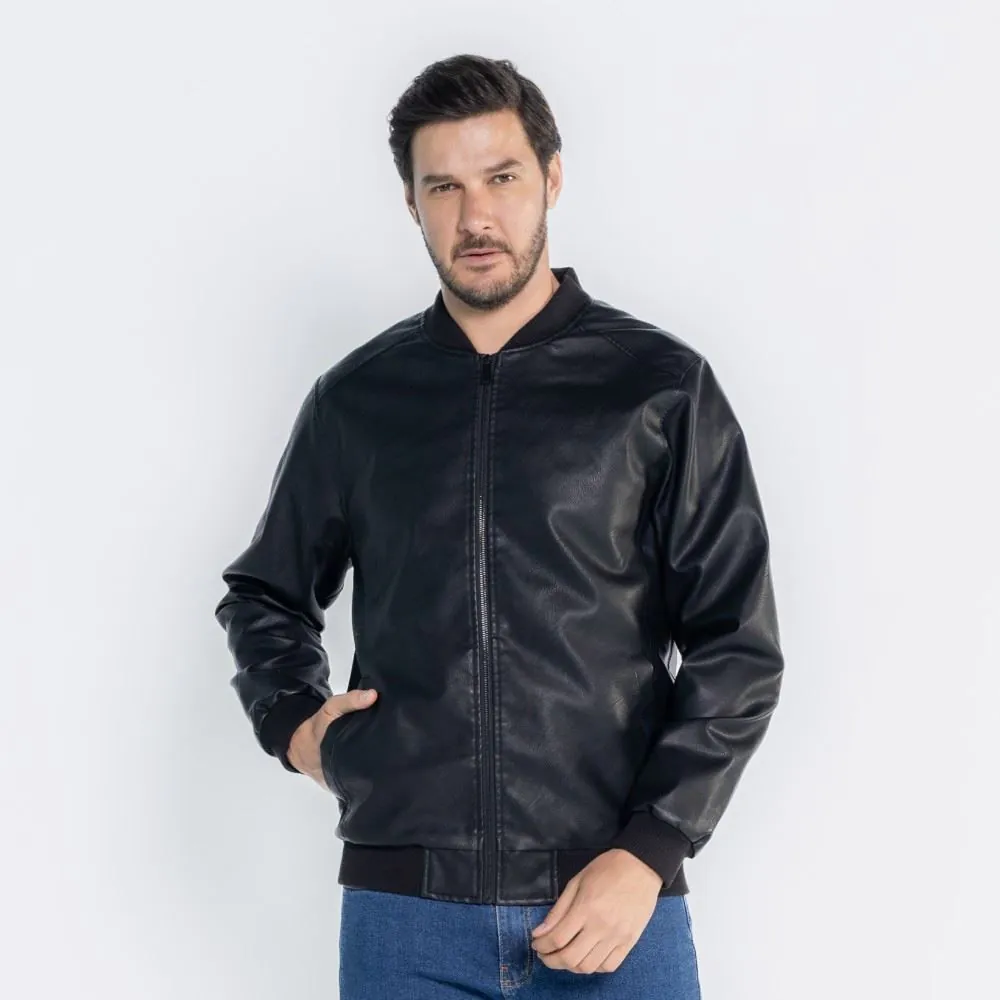 Jaqueta Masculina Bomber em PU Marc Alain Preto