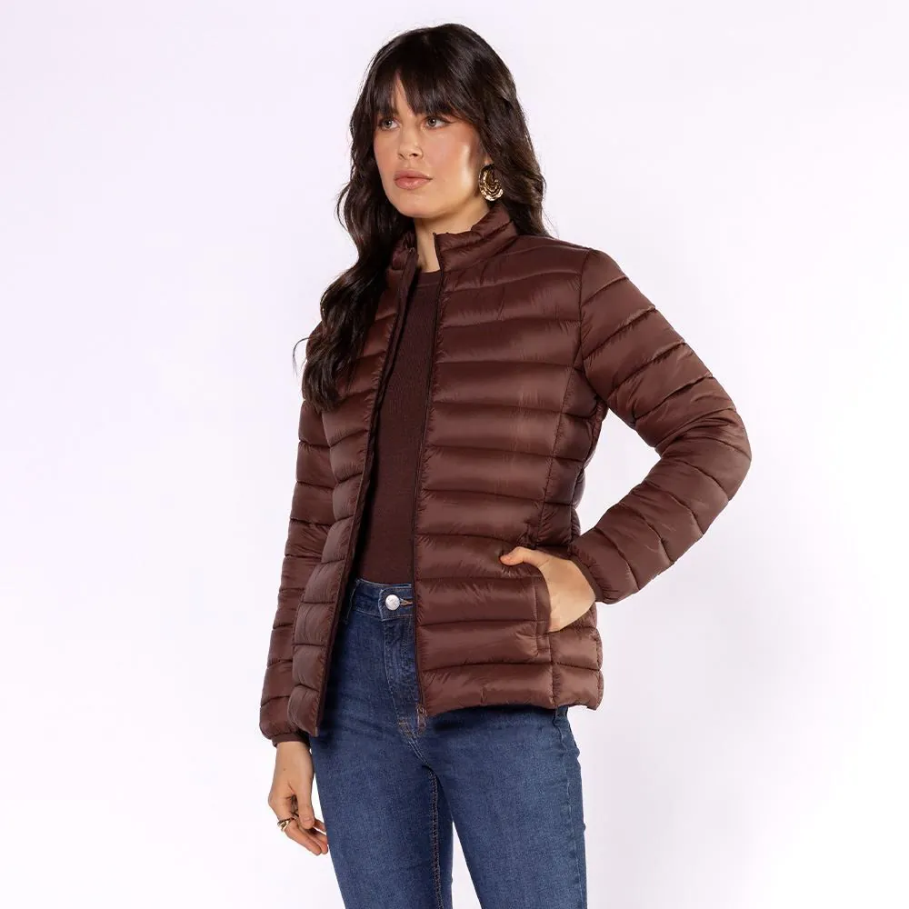 Jaqueta Puffer Feminina Aspen Patricia Foster Marrom