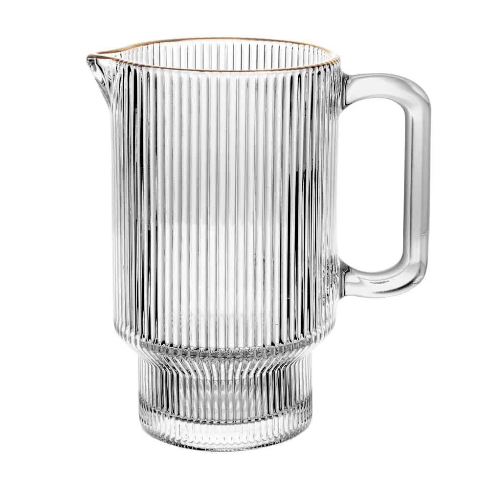 Jarra com Filete Dourado em Vidro Lines 900Ml Wolff - Transparente