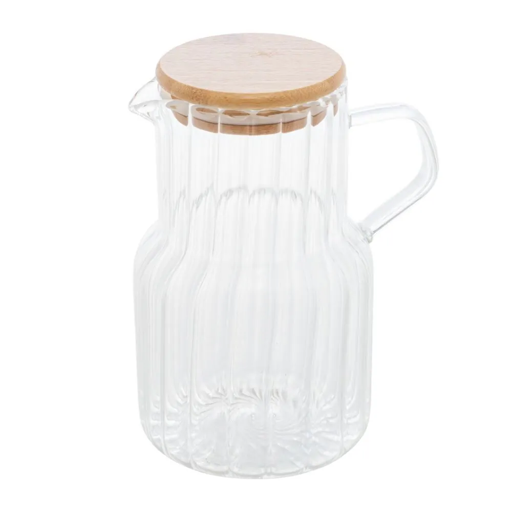 Jarra de Vidro com Tampa de Bambu Classic Lyor 1 Litro - Transparente