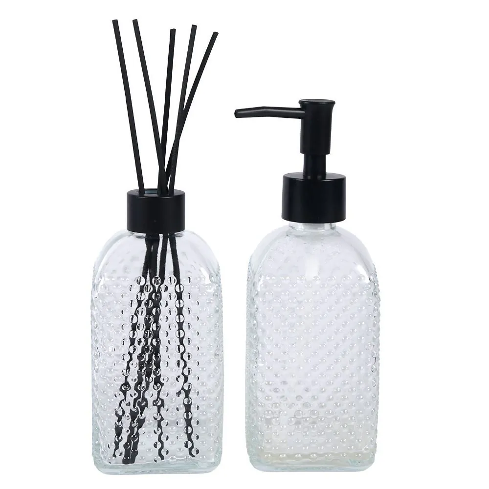 Jogo de Porta Sabonete e Difusor em Vidro 400Ml Uz - Branco Fantasma