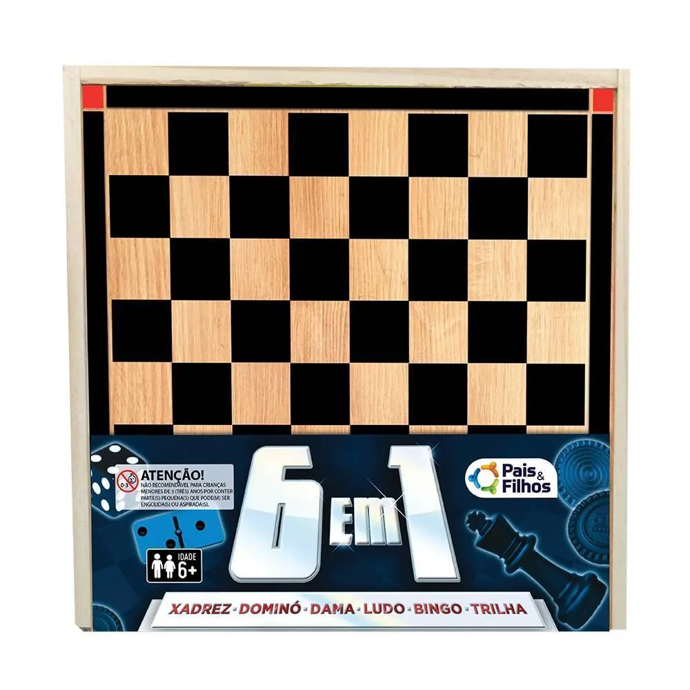 Jogo 6 em 1 Caixa Madeira Pais & Filhos - 2879