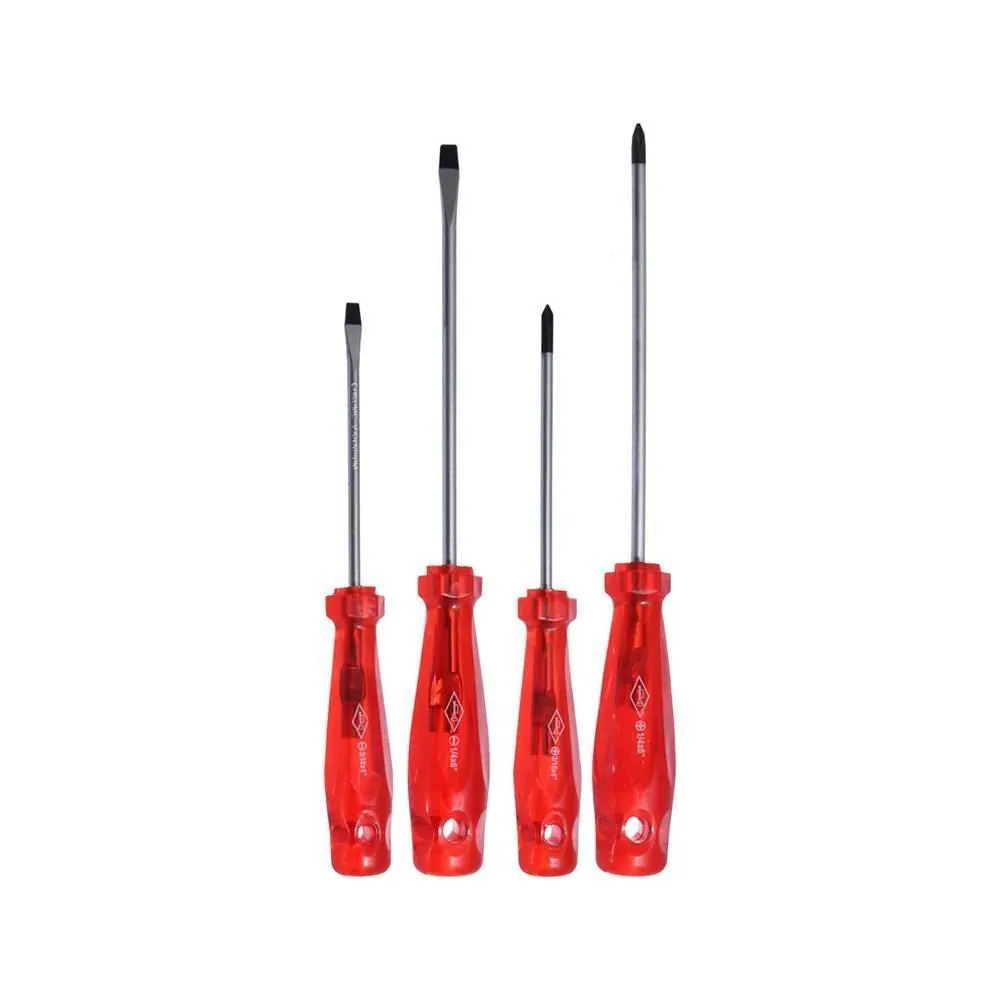 Jogo Chave de Fenda e Chave Philips 4 Peças Corneta - Vermelho