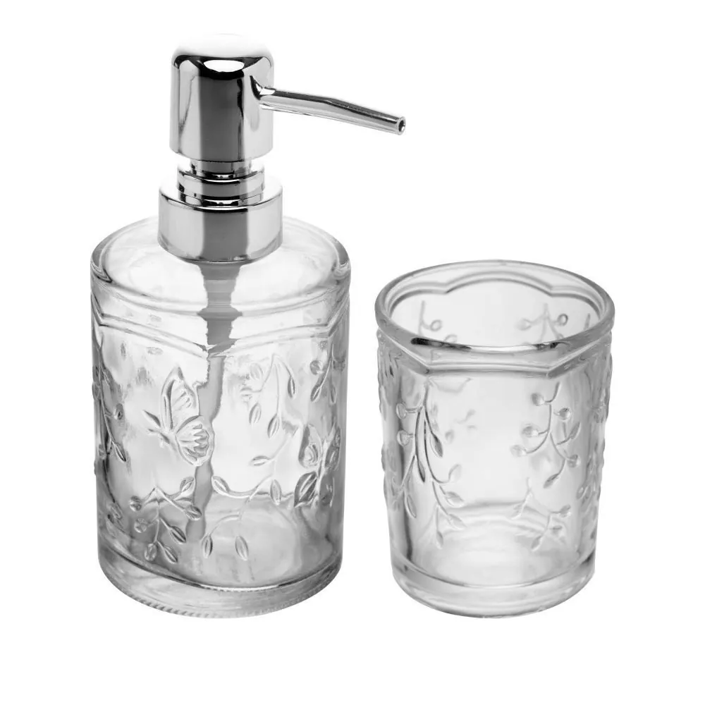 Jogo de Banheiro em Vidro New Butterfly 270Ml Lyor - Transparente