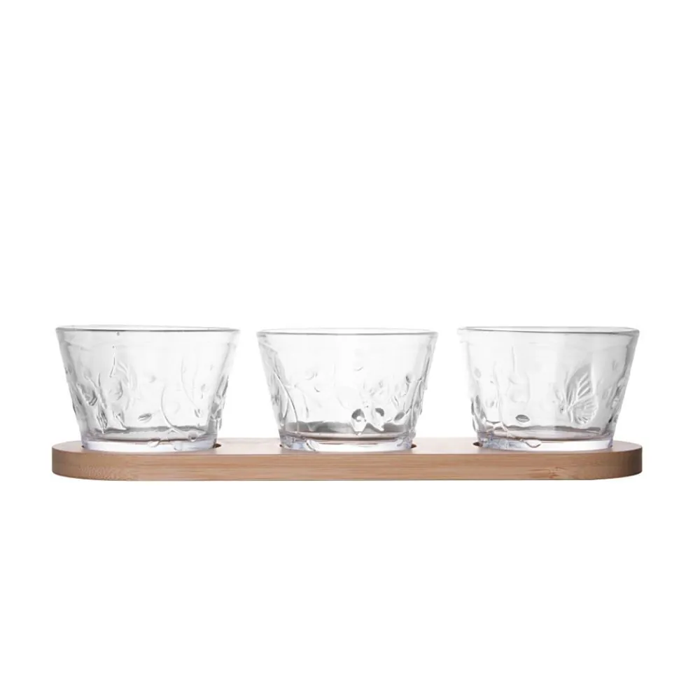 Jogo de Bowls com Suporte de Bambu New Butterfly Lyor - 3 Peças