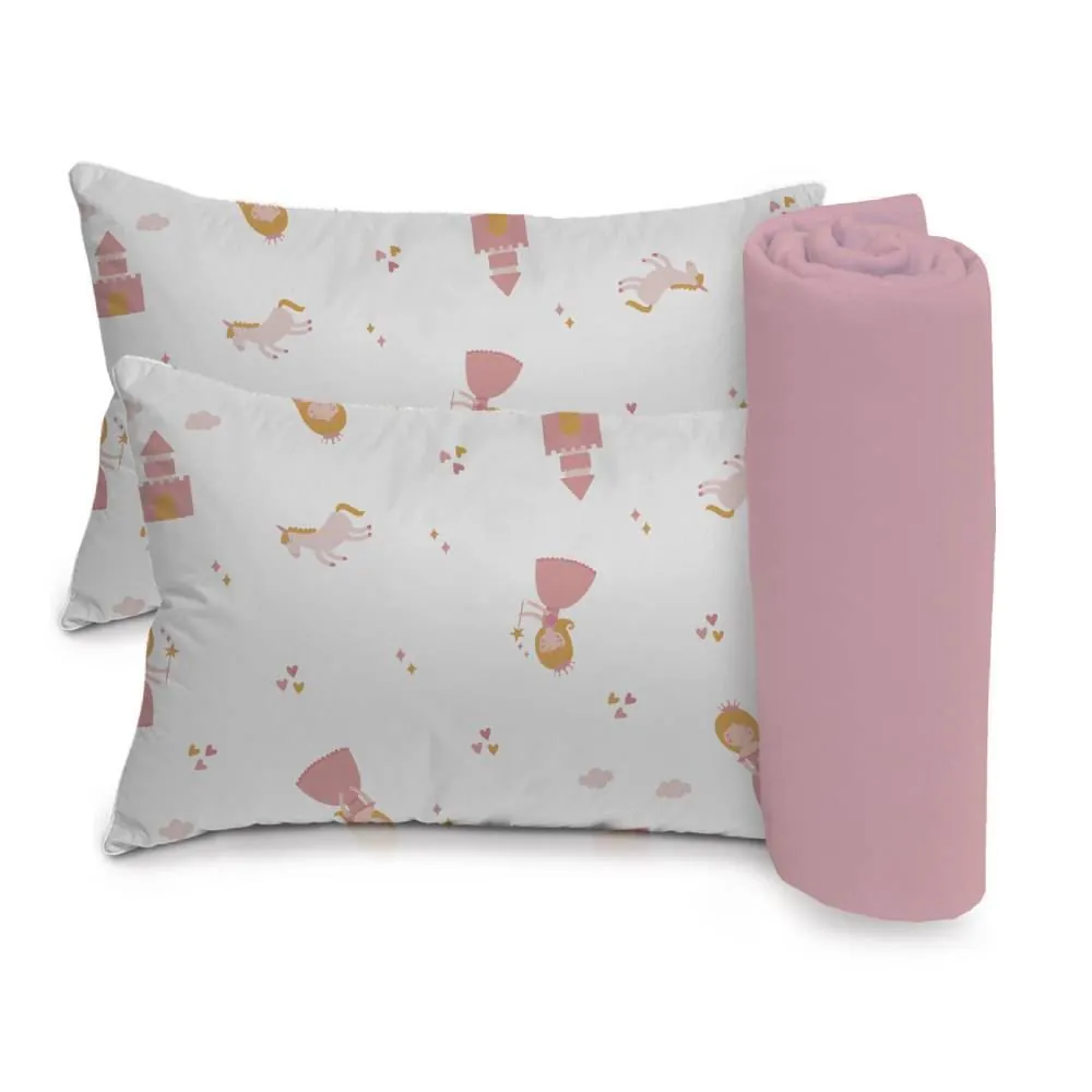 Jogo de Cama Bebê 100% Algodão Baby 3 Peças - Princesa