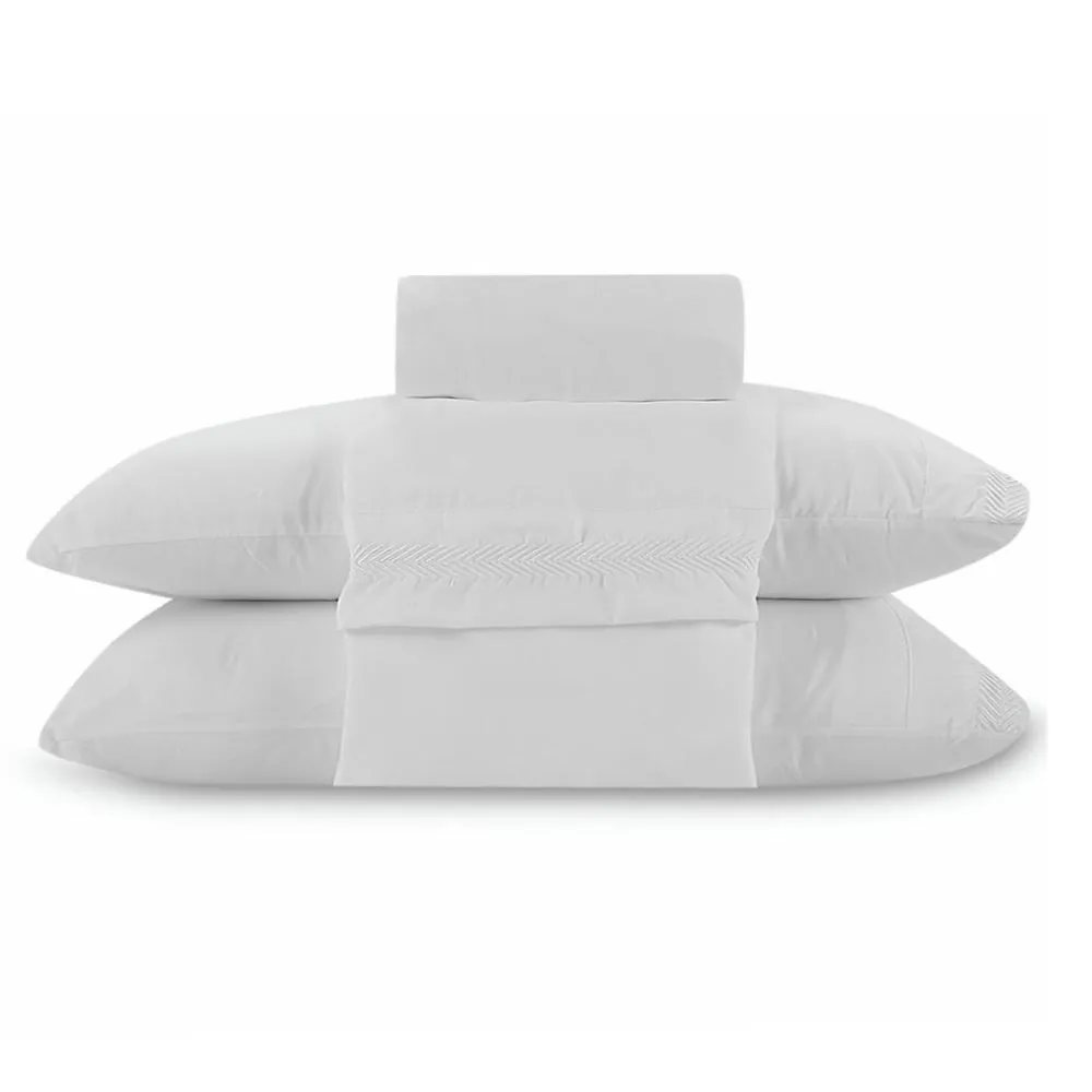 Jogo de Cama Bordado Casal 4 pçs - Branco