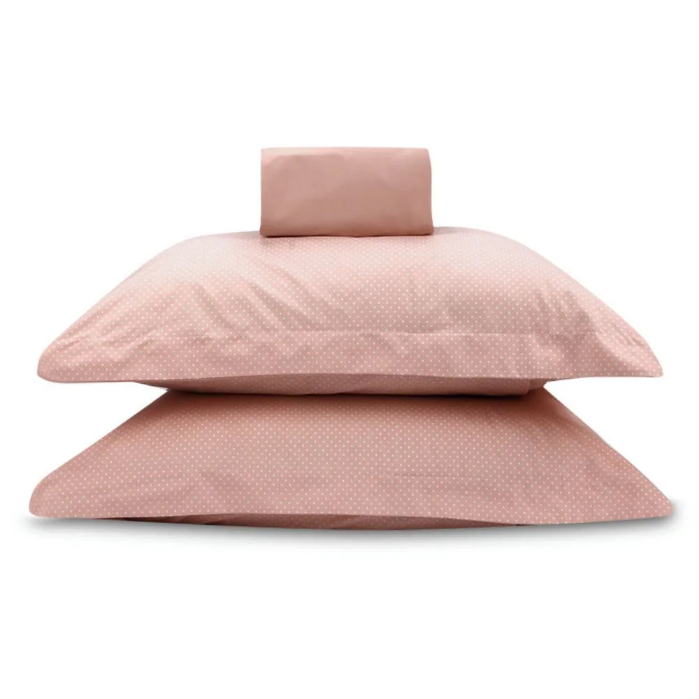 Jogo de Cama Casal Percal Buona Fortuna 3 pçs - Poa Rosa