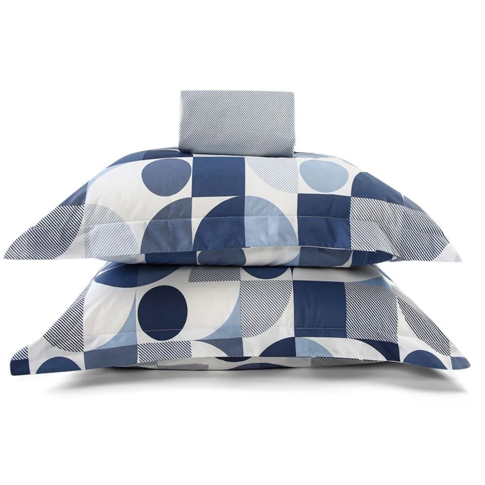 Jogo de Cama Casal Percal Buona Fortuna 3 pçs - Textura Lorenzo Azul