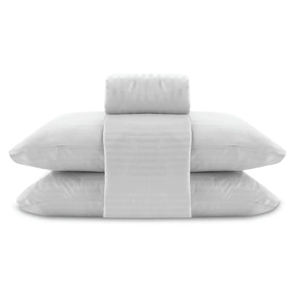 Jogo de Cama Casal 100% Poliéster Stripe Provence 4 pçs - Branco