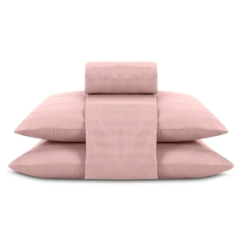 Jogo de Cama Casal 4 Peças Stripe Firenze - Rosa